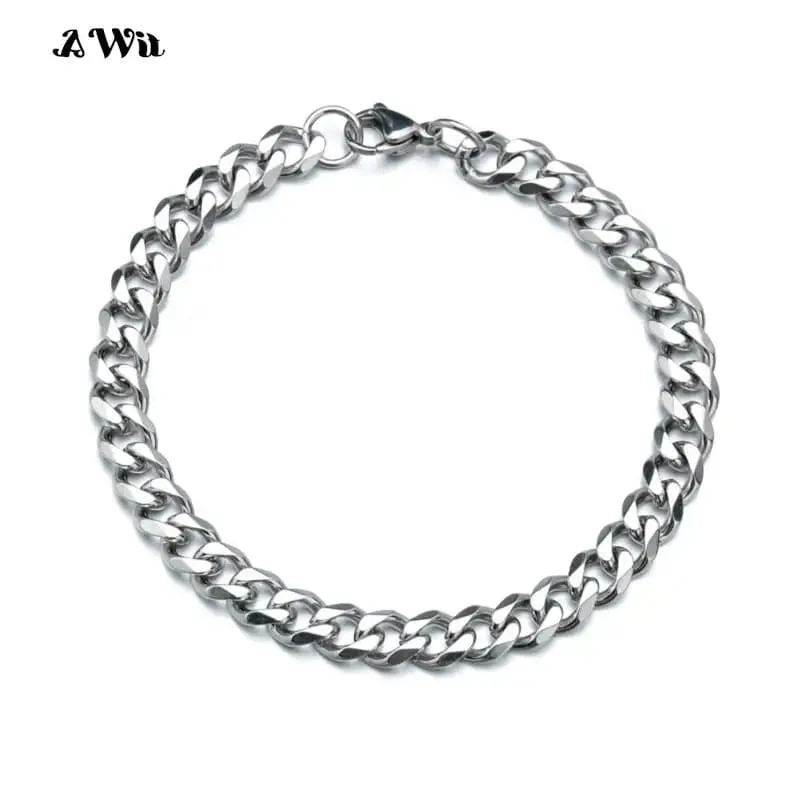 Awit Miniamlist Herrenarmband Goldschmuck Street Style Edelstahl 316L 18 Karat vergoldet kubanische Kettenarmbänder für Frauen
