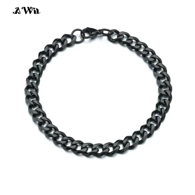 Awit Miniamlist Herrenarmband Goldschmuck Street Style Edelstahl 316L 18 Karat vergoldet kubanische Kettenarmbänder für Frauen