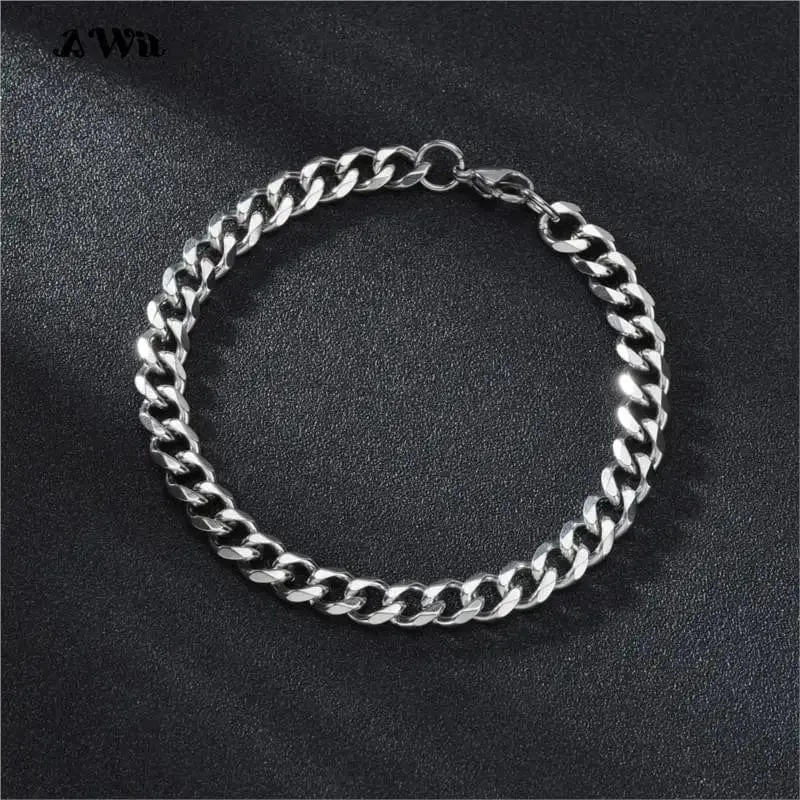 Awit Miniamlist Herrenarmband Goldschmuck Street Style Edelstahl 316L 18 Karat vergoldet kubanische Kettenarmbänder für Frauen