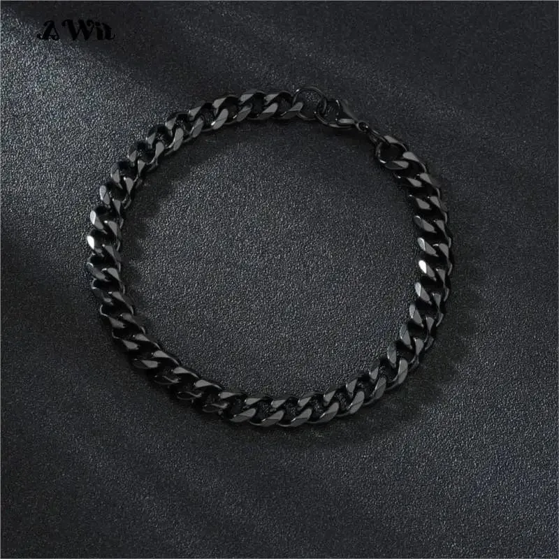 Awit Miniamlist Herrenarmband Goldschmuck Street Style Edelstahl 316L 18 Karat vergoldet kubanische Kettenarmbänder für Frauen