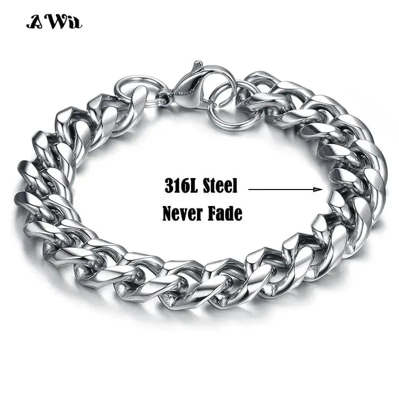 Awit Miniamlist Herrenarmband Goldschmuck Street Style Edelstahl 316L 18 Karat vergoldet kubanische Kettenarmbänder für Frauen