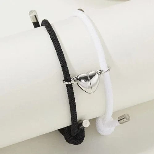2-teiliges schlichtes, modisches Armband-Set aus Edelstahl für Paare, Unisex, Frauen und Männer, Liebhaber, Kristallherz, silbrige Kette, Armbänder, Schmuck