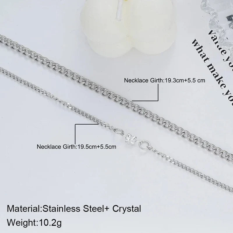 2-teiliges schlichtes, modisches Armband-Set aus Edelstahl für Paare, Unisex, Frauen und Männer, Liebhaber, Kristallherz, silbrige Kette, Armbänder, Schmuck