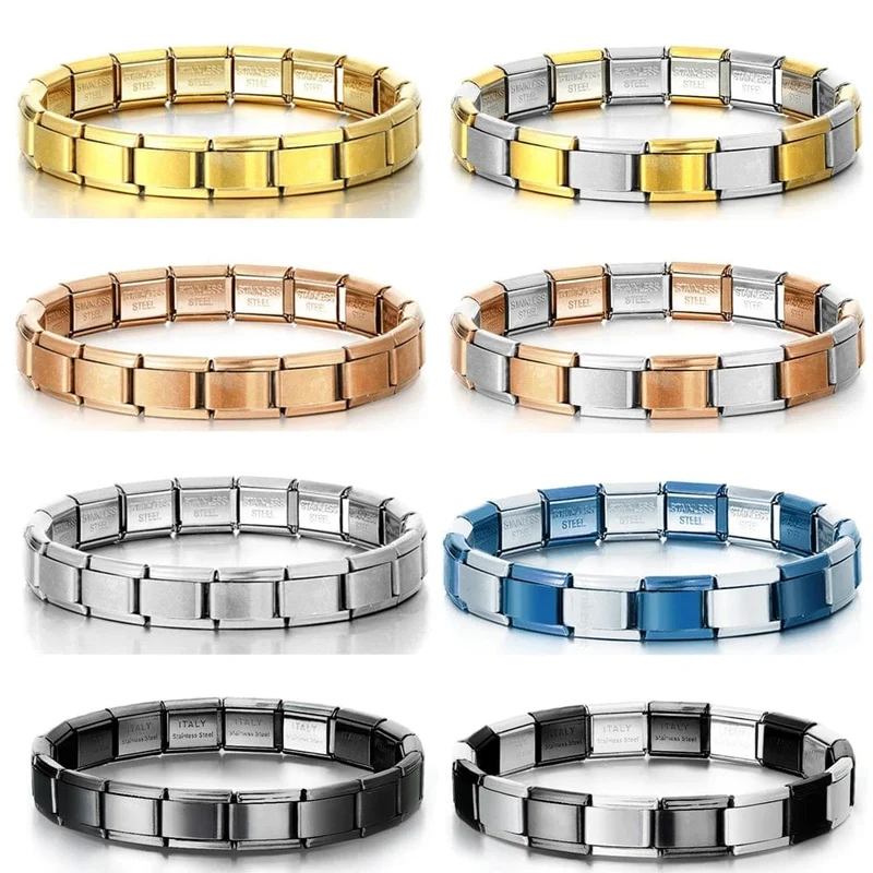 Italienische Charm-Armbänder DIY Grundkette Edelstahl Armreif Vielseitig Zusammengebaute Module Ideales Geschenk 9mm Universal Dropshipping
