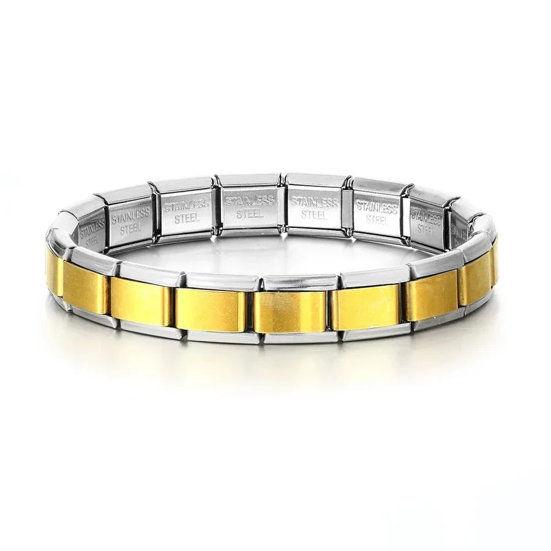 Italienische Charm-Armbänder DIY Grundkette Edelstahl Armreif Vielseitig Zusammengebaute Module Ideales Geschenk 9mm Universal Dropshipping