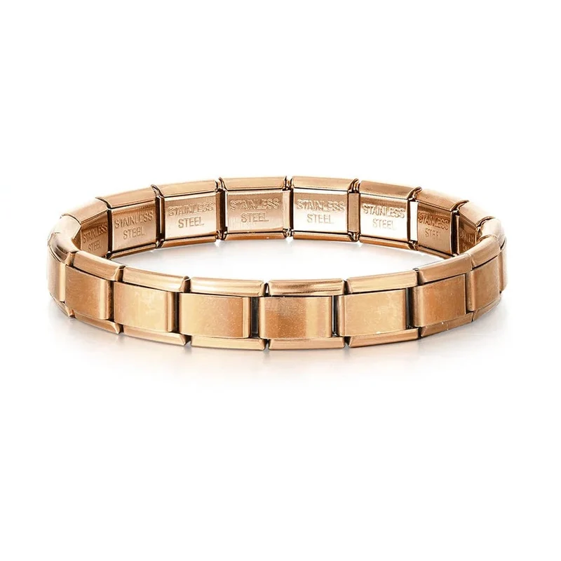 Italienische Charm-Armbänder DIY Grundkette Edelstahl Armreif Vielseitig Zusammengebaute Module Ideales Geschenk 9mm Universal Dropshipping