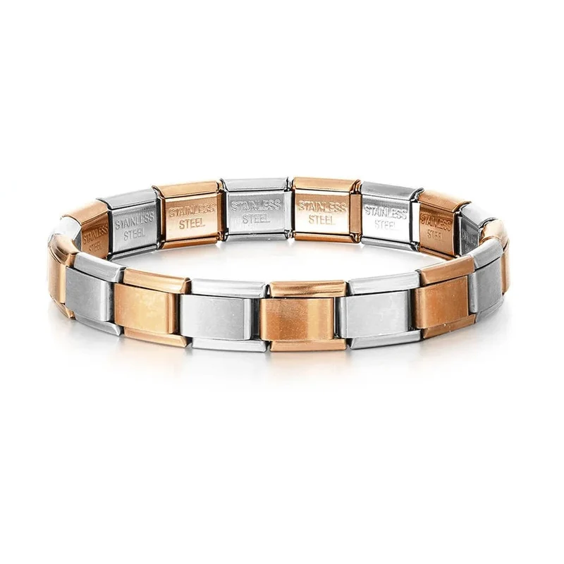 Italienische Charm-Armbänder DIY Grundkette Edelstahl Armreif Vielseitig Zusammengebaute Module Ideales Geschenk 9mm Universal Dropshipping