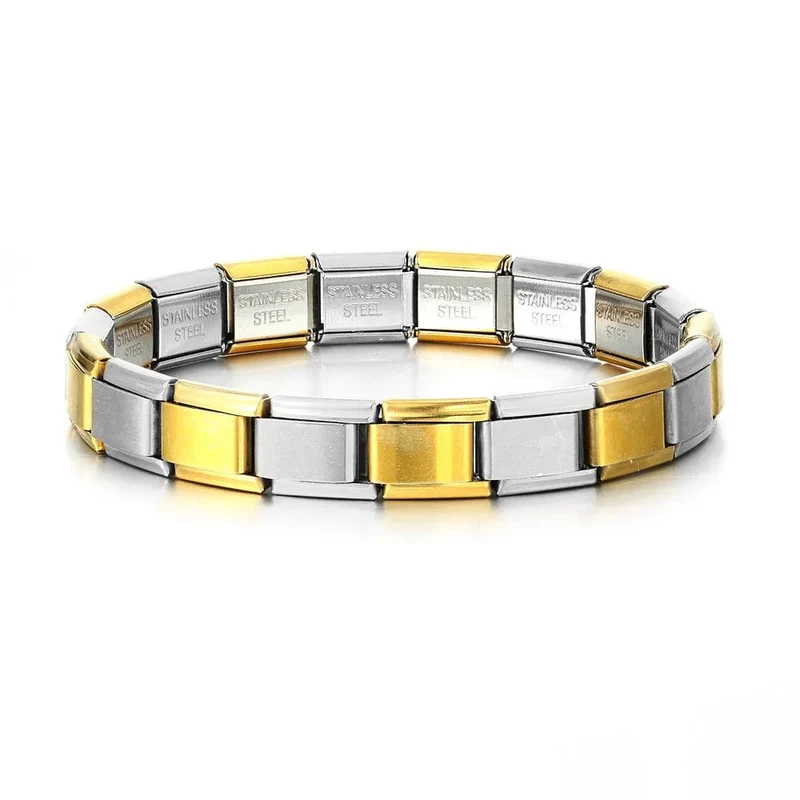 Italienische Charm-Armbänder DIY Grundkette Edelstahl Armreif Vielseitig Zusammengebaute Module Ideales Geschenk 9mm Universal Dropshipping