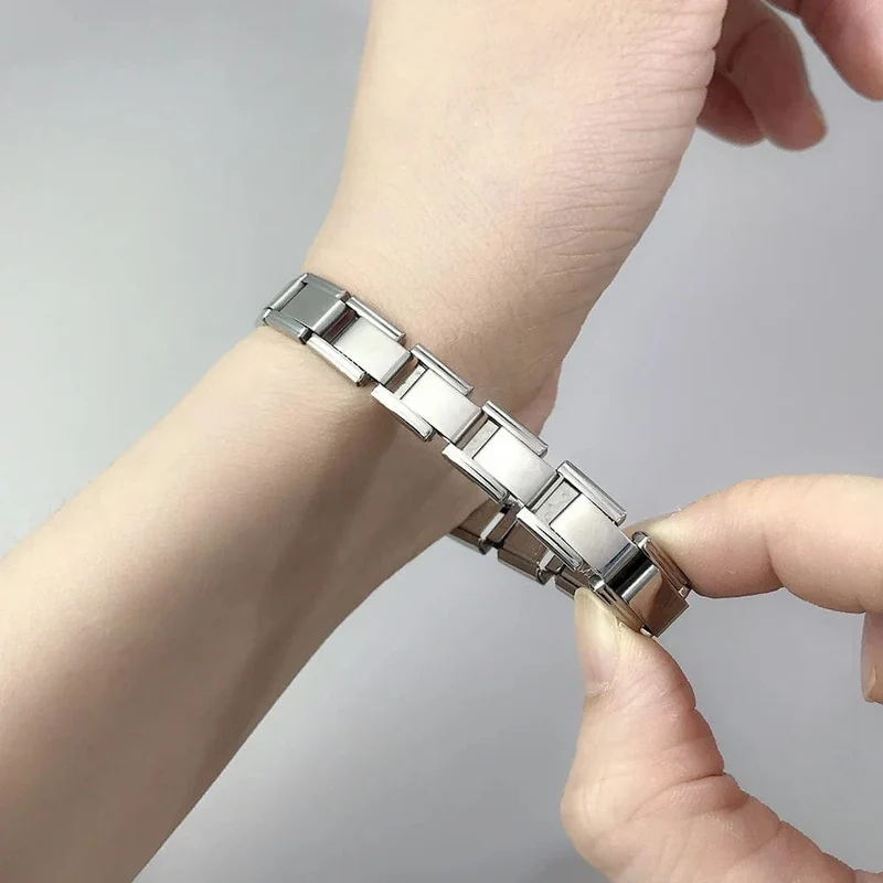 Italienische Charm-Armbänder DIY Grundkette Edelstahl Armreif Vielseitig Zusammengebaute Module Ideales Geschenk 9mm Universal Dropshipping