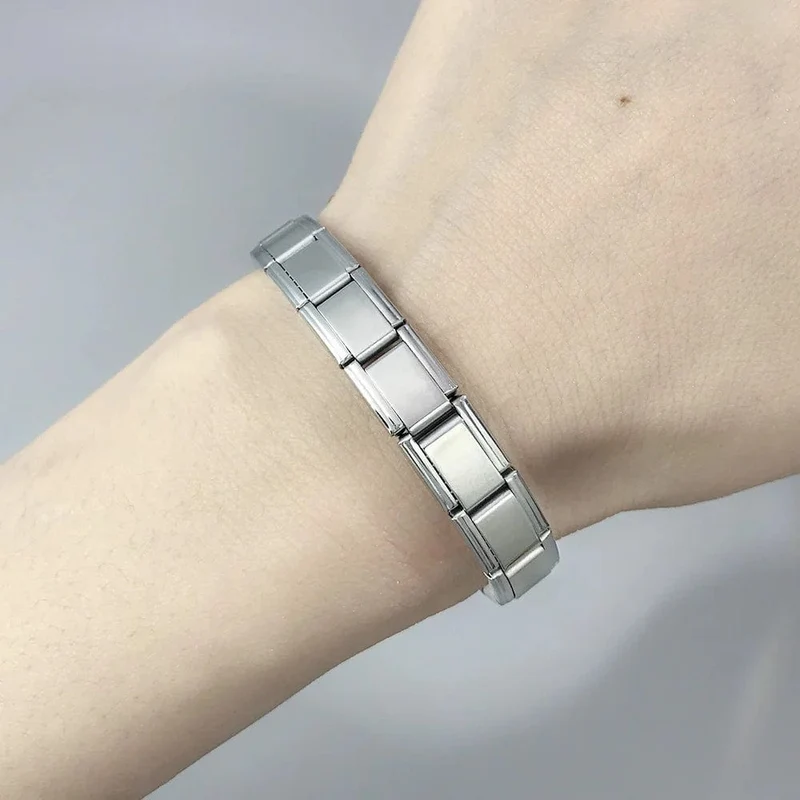 Italienische Charm-Armbänder DIY Grundkette Edelstahl Armreif Vielseitig Zusammengebaute Module Ideales Geschenk 9mm Universal Dropshipping