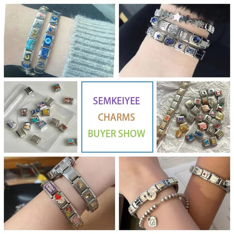 Italienische Charm-Armbänder DIY Grundkette Edelstahl Armreif Vielseitig Zusammengebaute Module Ideales Geschenk 9mm Universal Dropshipping