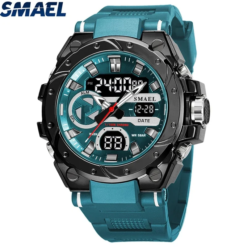 SMAEL Marke Sport Uhren 50M Wateproof Dual Time Display Uhren LED 8029 Stoppuhren Alarm Multifunktionale herren Armbanduhren