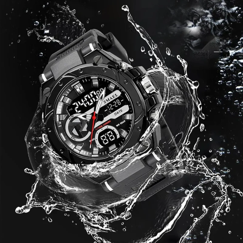 SMAEL Marke Sport Uhren 50M Wateproof Dual Time Display Uhren LED 8029 Stoppuhren Alarm Multifunktionale herren Armbanduhren
