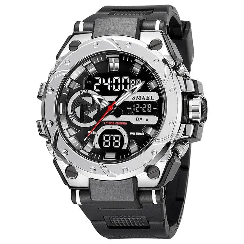 SMAEL Marke Sport Uhren 50M Wateproof Dual Time Display Uhren LED 8029 Stoppuhren Alarm Multifunktionale herren Armbanduhren