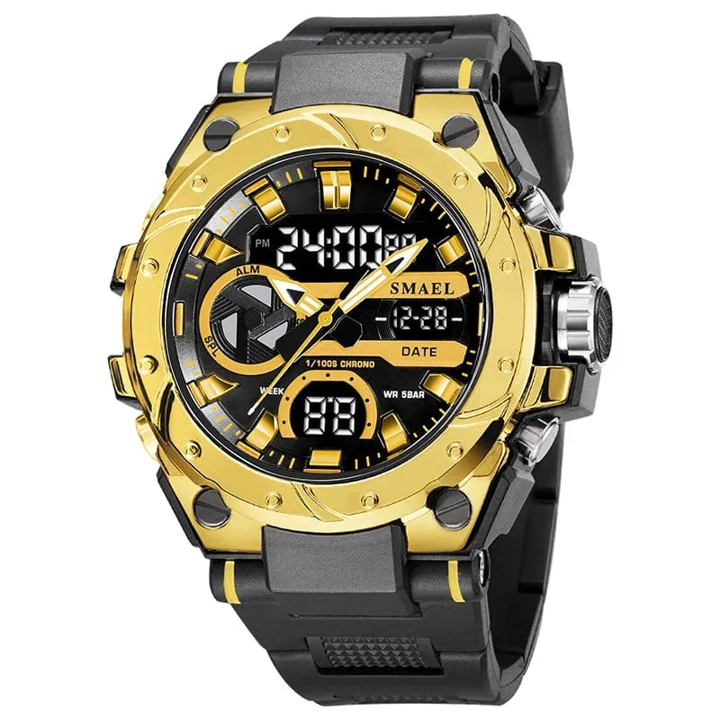 SMAEL Marke Sport Uhren 50M Wateproof Dual Time Display Uhren LED 8029 Stoppuhren Alarm Multifunktionale herren Armbanduhren