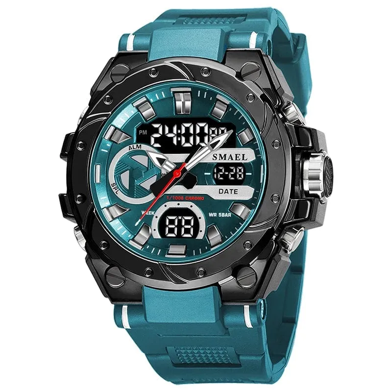 SMAEL Marke Sport Uhren 50M Wateproof Dual Time Display Uhren LED 8029 Stoppuhren Alarm Multifunktionale herren Armbanduhren