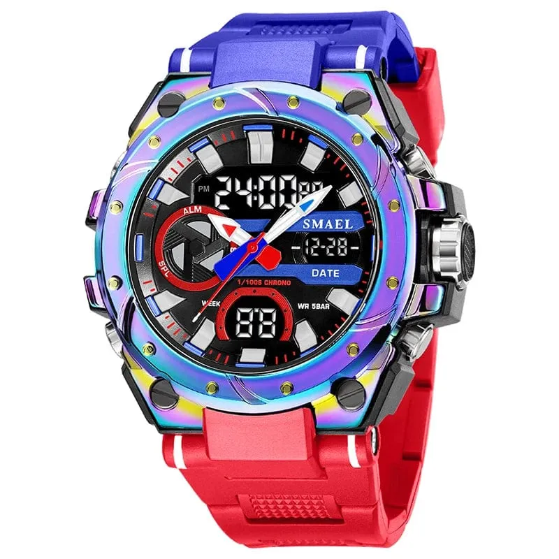 SMAEL Marke Sport Uhren 50M Wateproof Dual Time Display Uhren LED 8029 Stoppuhren Alarm Multifunktionale herren Armbanduhren