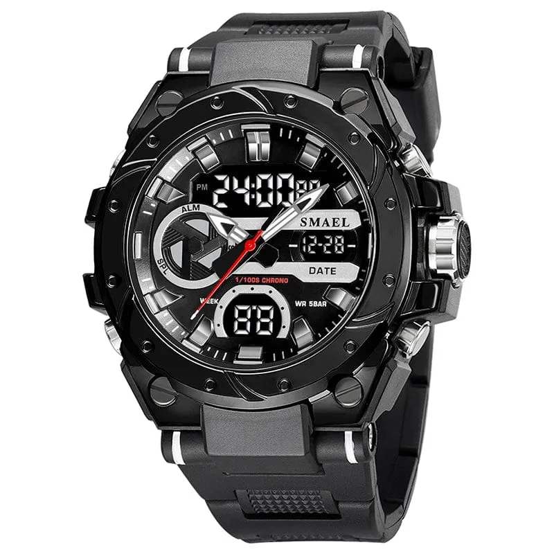 SMAEL Marke Sport Uhren 50M Wateproof Dual Time Display Uhren LED 8029 Stoppuhren Alarm Multifunktionale herren Armbanduhren