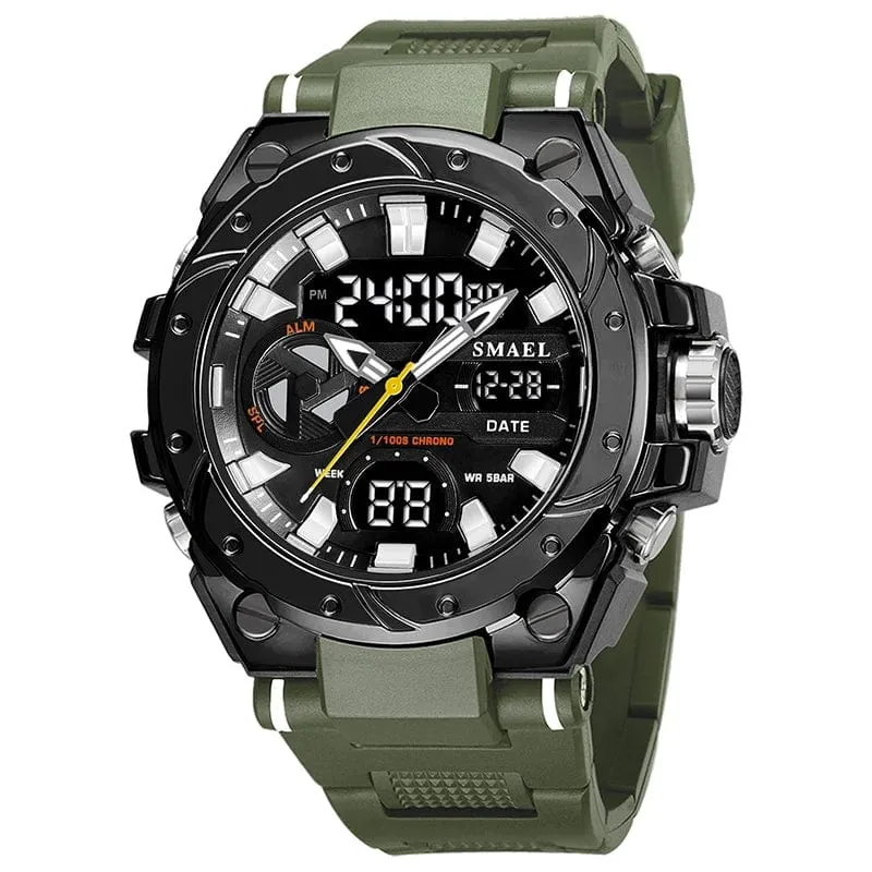SMAEL Marke Sport Uhren 50M Wateproof Dual Time Display Uhren LED 8029 Stoppuhren Alarm Multifunktionale herren Armbanduhren