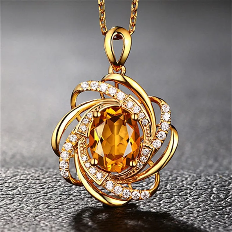 Echt 18K Gold 2 Karat Topas Anhänger Frauen Luxus Gelb Edelstein 18 K Gold Halskette Kristall Schmuck Anhänger Frauen Accessoires