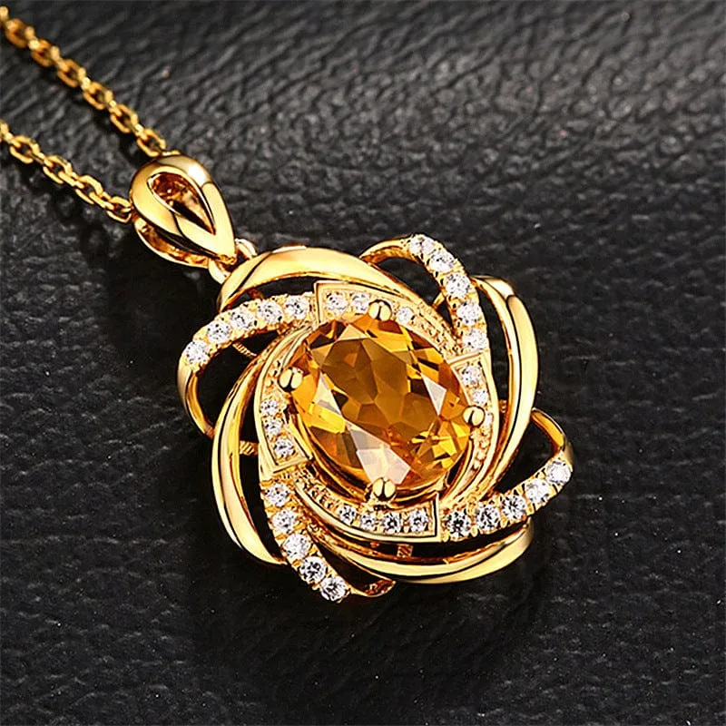 Echt 18K Gold 2 Karat Topas Anhänger Frauen Luxus Gelb Edelstein 18 K Gold Halskette Kristall Schmuck Anhänger Frauen Accessoires