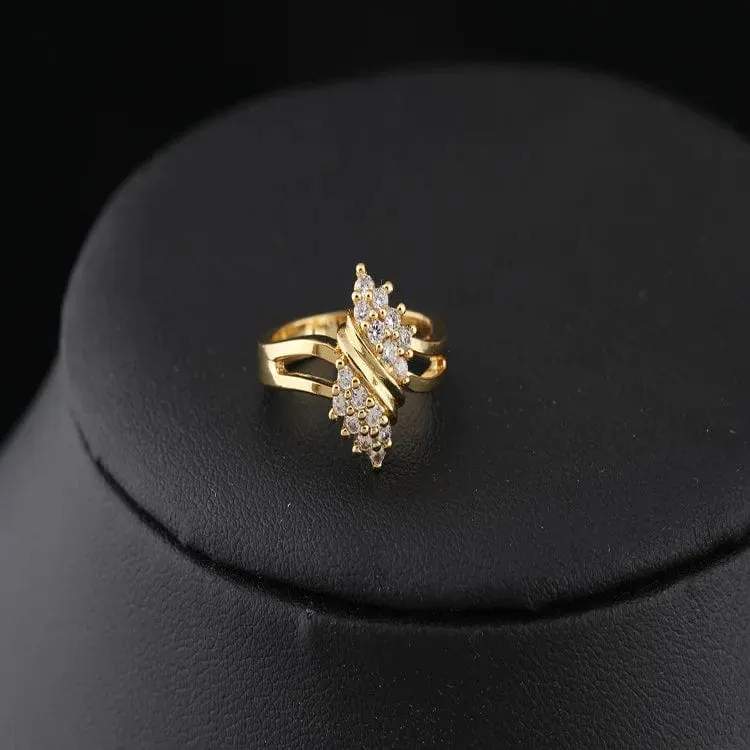 100% 14 K Gold Diamant Charm Lady Ringe für Frauen Böhmen Engagement Unregelmäßigen Aros Mujer Oreja 14 K Gold Schmuck