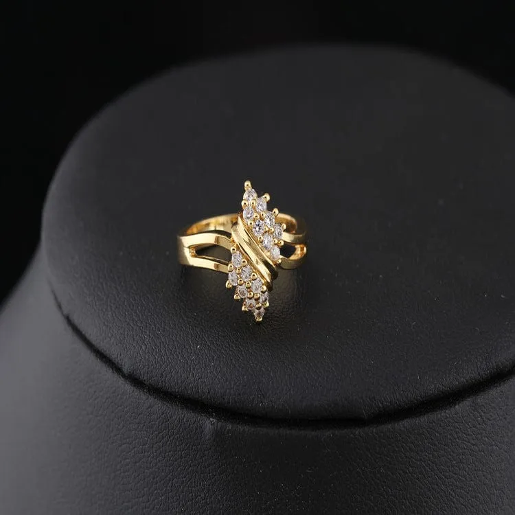 100% 14 K Gold Diamant Charm Lady Ringe für Frauen Böhmen Engagement Unregelmäßigen Aros Mujer Oreja 14 K Gold Schmuck