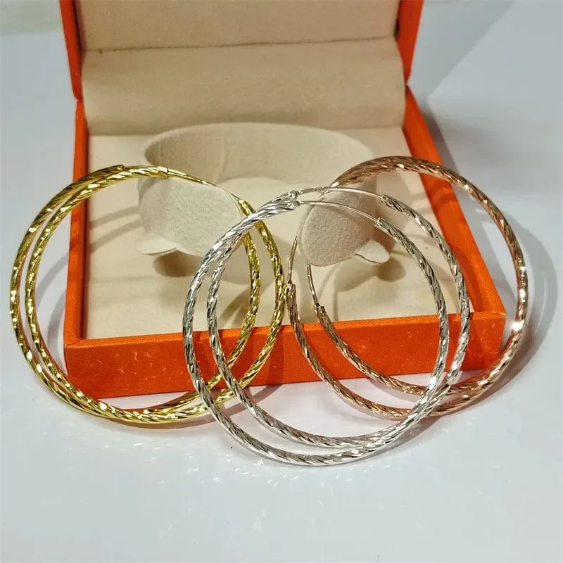 Senlissi - Creolen für Damen, 18 Karat Gelbgold vergoldet, 925er Sterlingsilber, modische Tropfenohrringe, Cерьги Kольца Kольц SL009