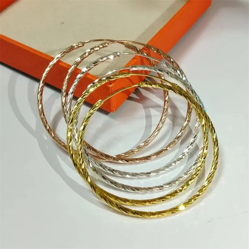 Senlissi - Creolen für Damen, 18 Karat Gelbgold vergoldet, 925er Sterlingsilber, modische Tropfenohrringe, Cерьги Kольца Kольц SL009