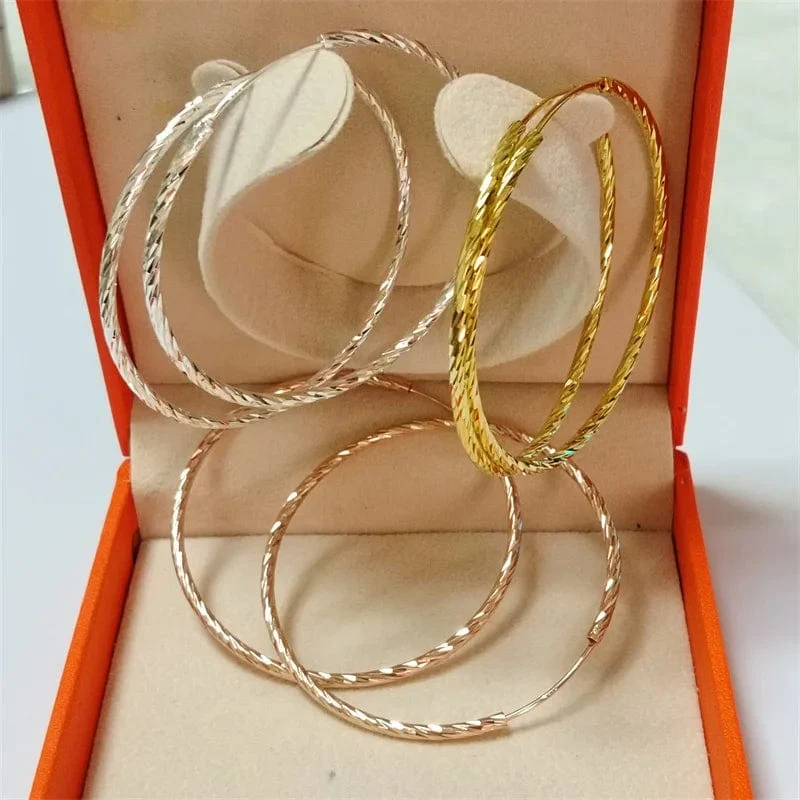 Senlissi - Creolen für Damen, 18 Karat Gelbgold vergoldet, 925er Sterlingsilber, modische Tropfenohrringe, Cерьги Kольца Kольц SL009