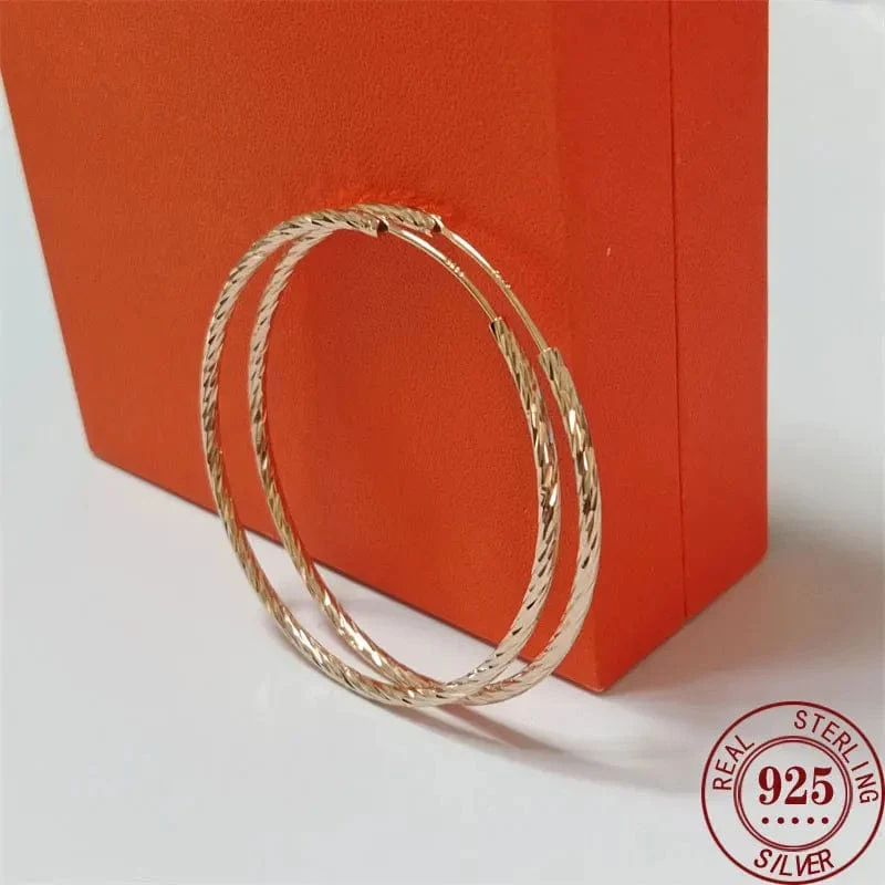 Senlissi - Creolen für Damen, 18 Karat Gelbgold vergoldet, 925er Sterlingsilber, modische Tropfenohrringe, Cерьги Kольца Kольц SL009