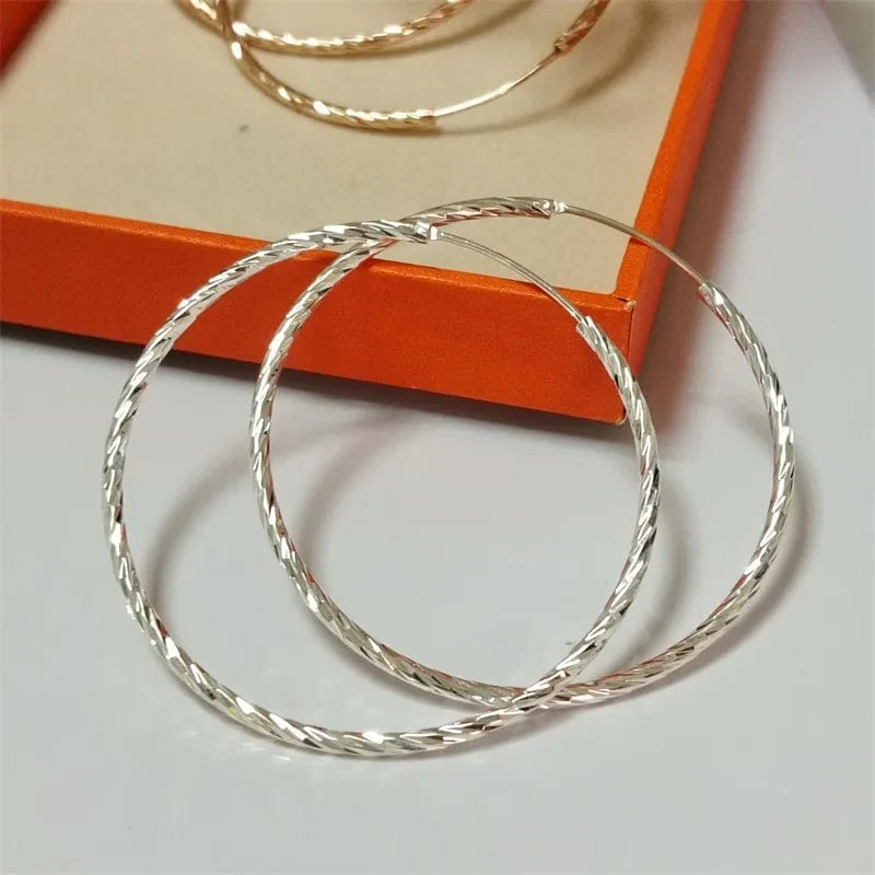Senlissi - Creolen für Damen, 18 Karat Gelbgold vergoldet, 925er Sterlingsilber, modische Tropfenohrringe, Cерьги Kольца Kольц SL009
