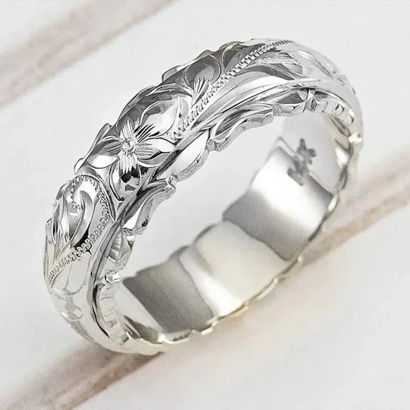 14 Karat Goldfarbe Hängender geschnitzter Rosenblumenring für Frauen und Männer Goldringe Damenschmuck Ringe Hochzeitstag 2021