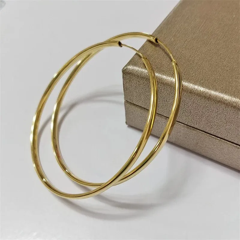 Senlissi - Neue Creolen für Frauen, 18 Karat vergoldet, 925 Sterling Silber, 3.0 mm, modischer Ohrring, Cерьги Kольца, 3/4/5/6/7 cm