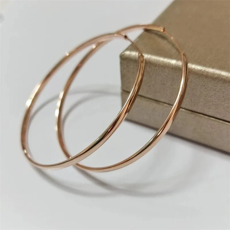Senlissi - Neue Creolen für Frauen, 18 Karat vergoldet, 925 Sterling Silber, 3.0 mm, modischer Ohrring, Cерьги Kольца, 3/4/5/6/7 cm