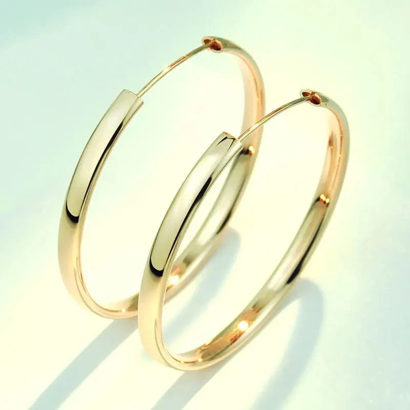 Senlissi - Neue Creolen für Frauen, 18 Karat vergoldet, 925 Sterling Silber, 3.0 mm, modischer Ohrring, Cерьги Kольца, 3/4/5/6/7 cm