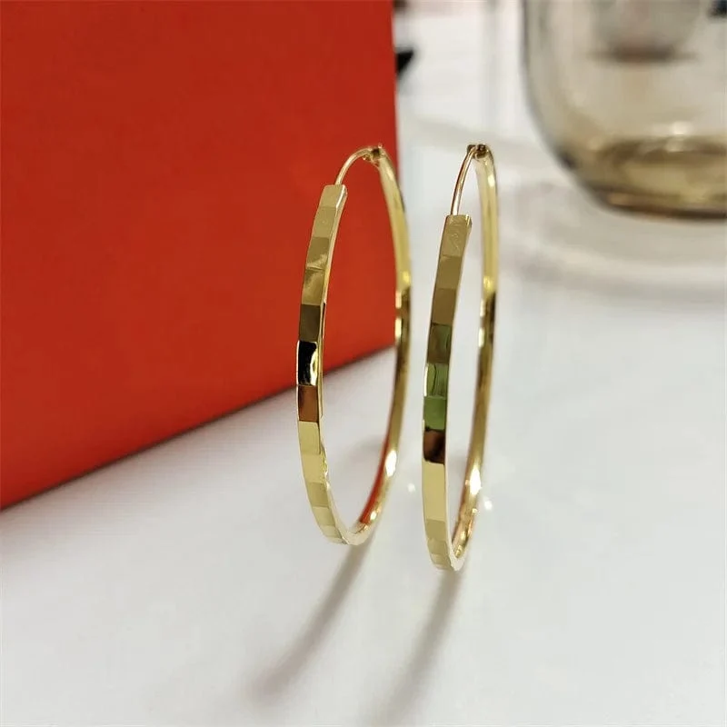 Senlissi-Neue Mode 18K vergoldet Creolen für Frauen 925 Sterling Silber 2.0 mm Mode Ohrring Cерьги Kольца 3/4/5/6 cm