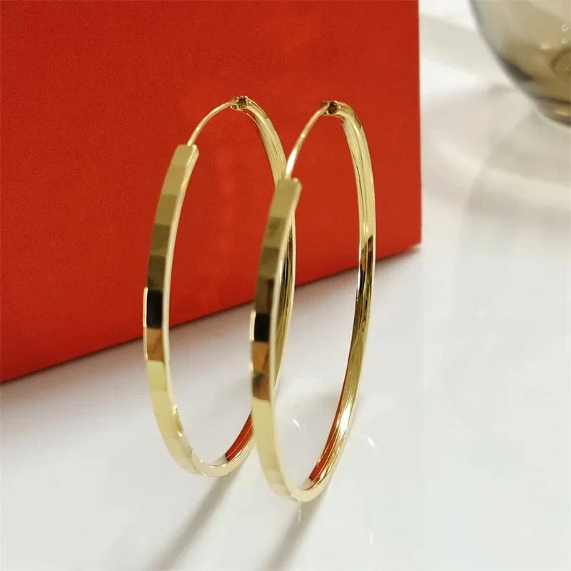 Senlissi-Neue Mode 18K vergoldet Creolen für Frauen 925 Sterling Silber 2.0 mm Mode Ohrring Cерьги Kольца 3/4/5/6 cm