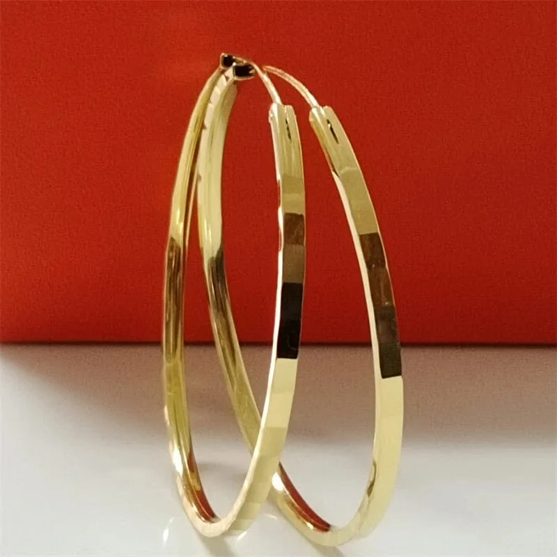 Senlissi-Neue Mode 18K vergoldet Creolen für Frauen 925 Sterling Silber 2.0 mm Mode Ohrring Cерьги Kольца 3/4/5/6 cm