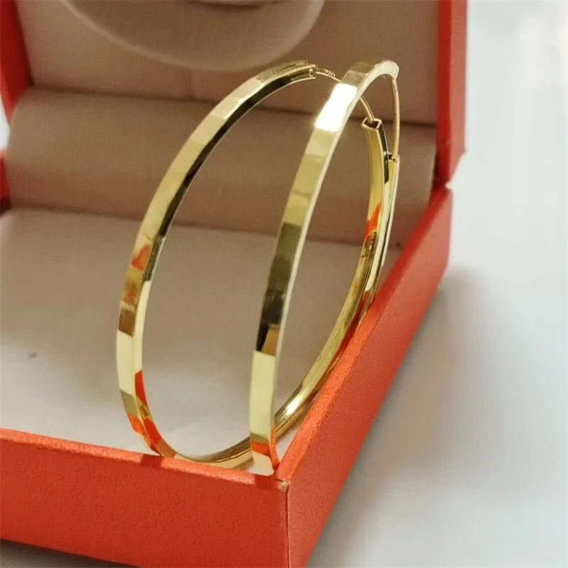 Senlissi-Neue Mode 18K vergoldet Creolen für Frauen 925 Sterling Silber 2.0 mm Mode Ohrring Cерьги Kольца 3/4/5/6 cm