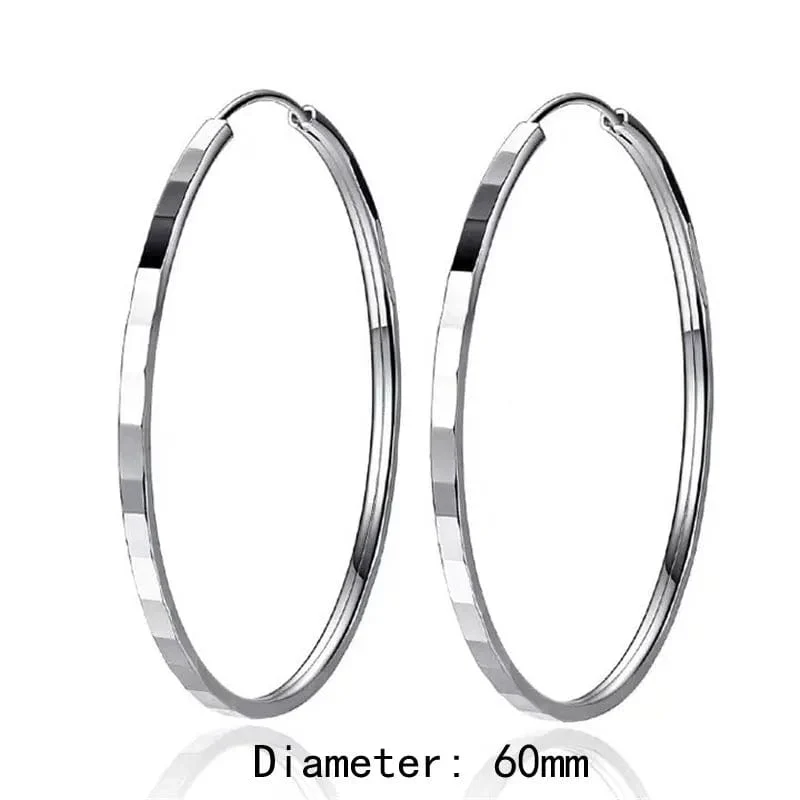 Senlissi-Neue Mode 18K vergoldet Creolen für Frauen 925 Sterling Silber 2.0 mm Mode Ohrring Cерьги Kольца 3/4/5/6 cm