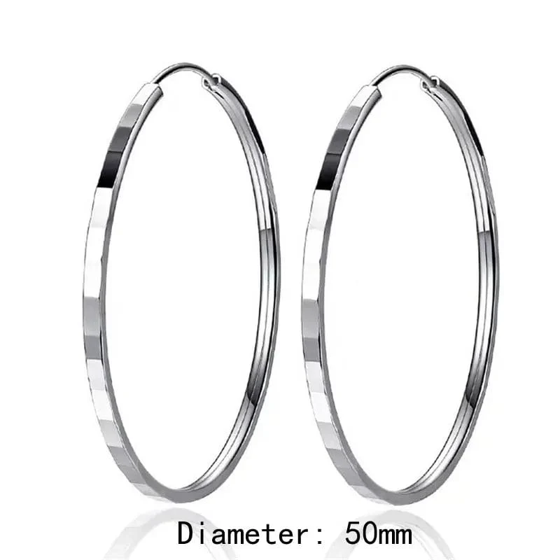 Senlissi-Neue Mode 18K vergoldet Creolen für Frauen 925 Sterling Silber 2.0 mm Mode Ohrring Cерьги Kольца 3/4/5/6 cm