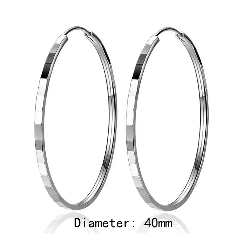 Senlissi-Neue Mode 18K vergoldet Creolen für Frauen 925 Sterling Silber 2.0 mm Mode Ohrring Cерьги Kольца 3/4/5/6 cm