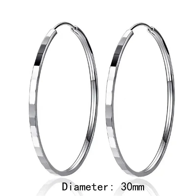 Senlissi-Neue Mode 18K vergoldet Creolen für Frauen 925 Sterling Silber 2.0 mm Mode Ohrring Cерьги Kольца 3/4/5/6 cm