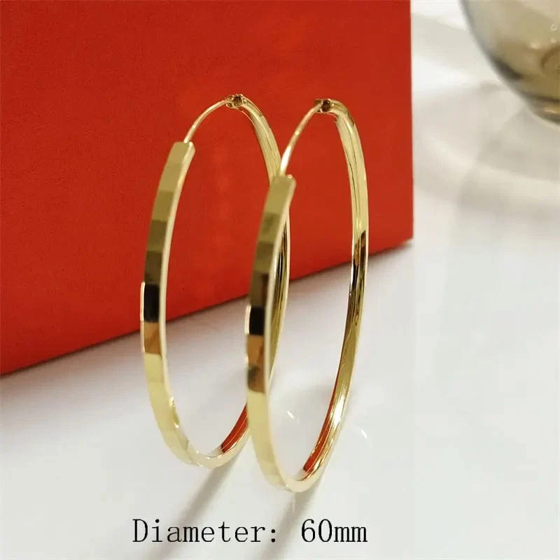 Senlissi-Neue Mode 18K vergoldet Creolen für Frauen 925 Sterling Silber 2.0 mm Mode Ohrring Cерьги Kольца 3/4/5/6 cm