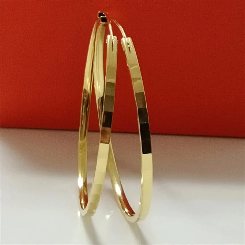 Senlissi-Neue Mode 18K vergoldet Creolen für Frauen 925 Sterling Silber 2.0 mm Mode Ohrring Cерьги Kольца 3/4/5/6 cm