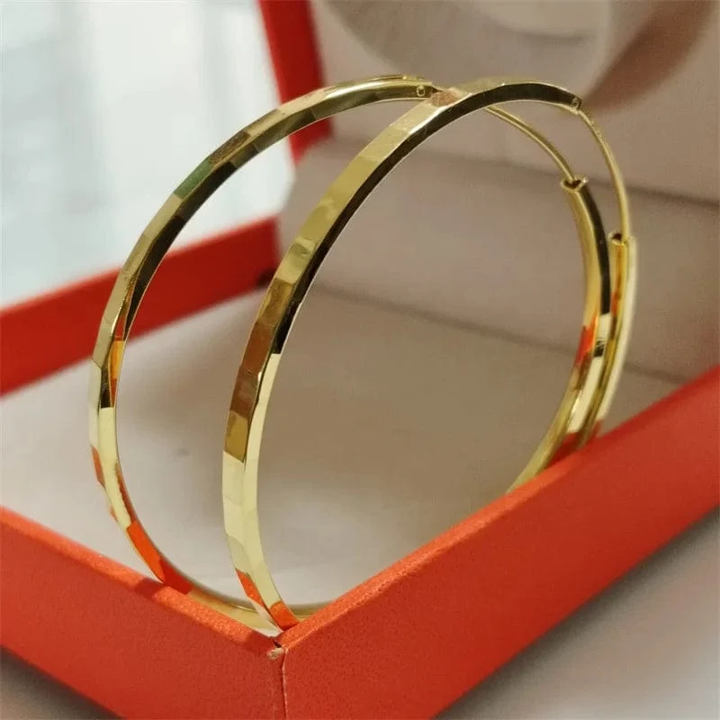 Senlissi-Neue Mode 18K vergoldet Creolen für Frauen 925 Sterling Silber 2.0 mm Mode Ohrring Cерьги Kольца 3/4/5/6 cm