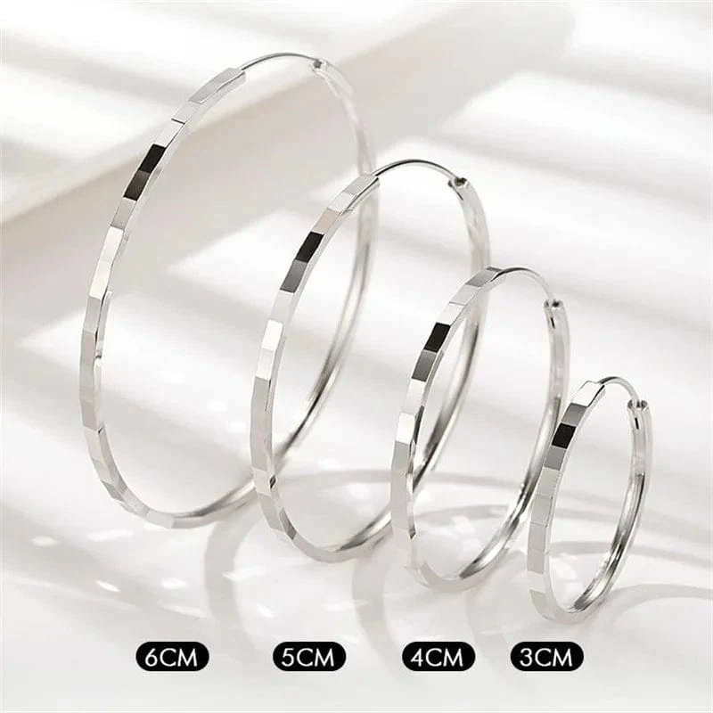 Senlissi-Neue Mode 18K vergoldet Creolen für Frauen 925 Sterling Silber 2.0 mm Mode Ohrring Cерьги Kольца 3/4/5/6 cm