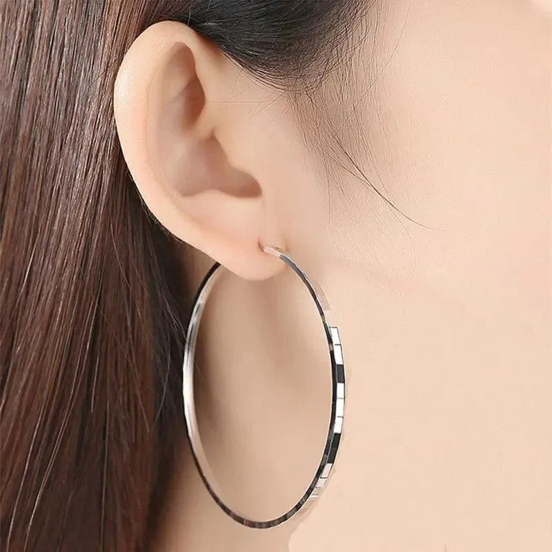 Senlissi-Neue Mode 18K vergoldet Creolen für Frauen 925 Sterling Silber 2.0 mm Mode Ohrring Cерьги Kольца 3/4/5/6 cm