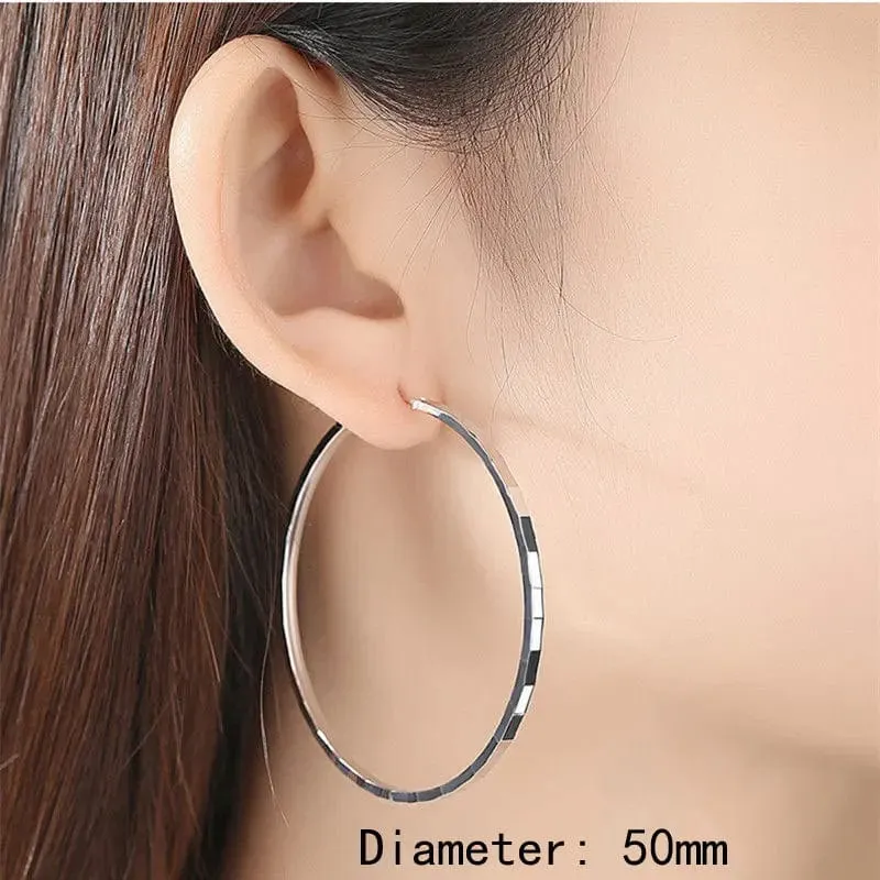 Senlissi-Neue Mode 18K vergoldet Creolen für Frauen 925 Sterling Silber 2.0 mm Mode Ohrring Cерьги Kольца 3/4/5/6 cm